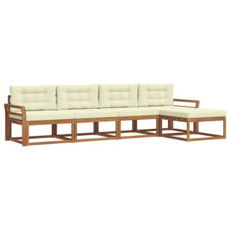 vidaXL Conjunto De Sof&aacute;s De Exterior Con Coj&iacute;n 5 Pcs Natural Y Crema Vidaxl