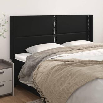 vidaXL Cabecero Con Orejas De Cuero Sint&eacute;tico Negro 203x16x118/128 Cm Vidaxl