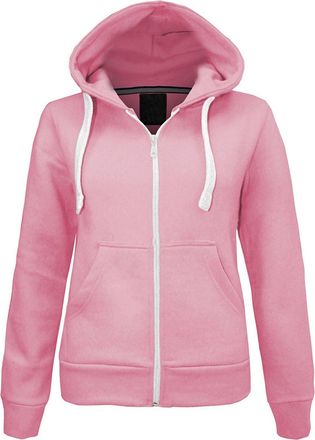 Malaika Ladies Plain Colour Hoodie Womens Fleece Hooded Top Zip Zipper Hoodie Sweatshirt Available in 22 Colours Plus Sizes Small-XXXXXL (UK 6-22) Baby Pink