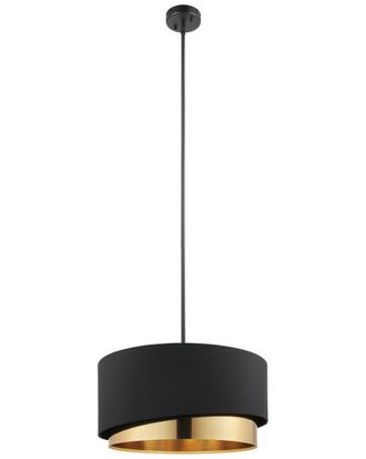 Eglo Eglo Manderline 1 Light Pendant With Black Finish & Black & Gold Drum Shaped Shade