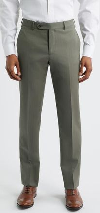 Zanella Parker Stretch Wool Trousers in Olive at Nordstrom, Size 42