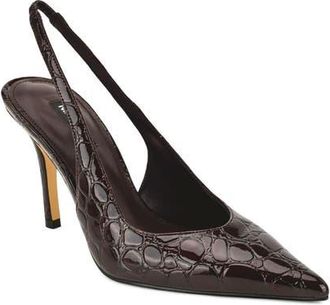 Nine West Gerts Slingback Pointed Toe Pump in Dark Red Embossed Croc at Nordstrom, Size 7.5