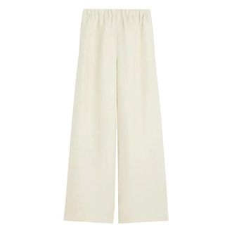 Max Mara Wide Trousers, female, Beige, Size: M Linen and silk trousers