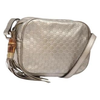 Gucci Pre-owned Leather gucci-bags - Dames - Vintage Schoudertas - Grijs - ONE Size - Leer - Vintage