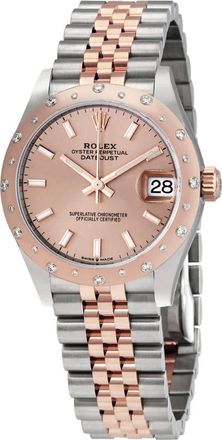 Rolex DateJust 31 Rose Dial Automatic Ladies Stainless Steel 18kt Everose Gold Jubliee Watch 278341PSJ