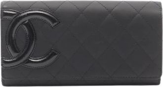 Chanel Pre-owned Wallets, female, Black, Size: ONE SIZE Pre-owned Cambon Line Patent Leather Long Wallet