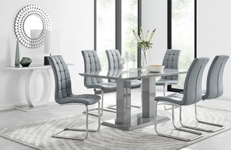 Furniturebox Imperia 6 Grey Dining Table & 6 Murano Chairs