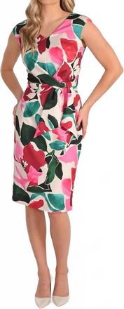 Frank Lyman Design Sleeveless Floral Sheath Dress In Pink/ocean Green