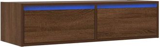 vidaXL Tv Cabinet with led Lights Brown Oak 100X35.5x25 cm Vidaxl