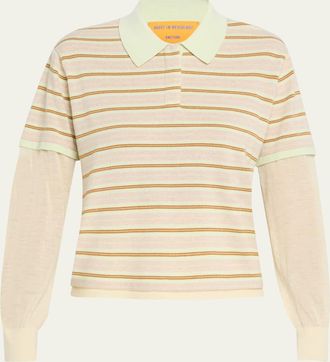 Guest In Residence Layered Stripe Cashmere Rugby Sweater