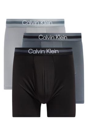 Calvin Klein Pack of 3 Microfiber Boxer Briefs in Black/turbulence/wolf Grey at Nordstrom Rack, Size X-Large