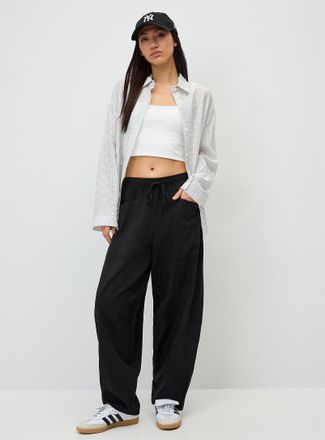 Twik Womens Blended linen barrel-leg pant