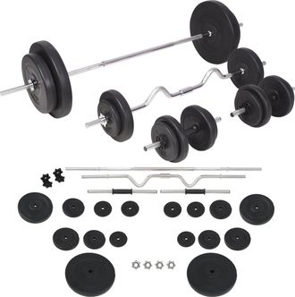 vidaXL Juego De Pesas 90 Kg Barras Y Mancuernas Vidaxl