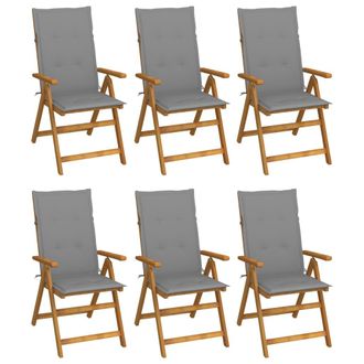 vidaXL Vidaxl - Sedie Da Giardino Pieghevoli 6 Pz Con Cuscini Massello Acacia