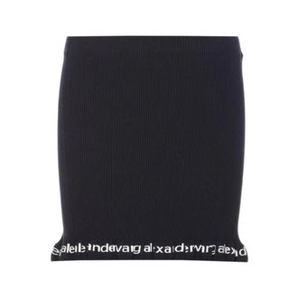 Alexander Wang Alexander Wang, Short Skirts, female, Black, Size: M Ribbed Mini Skirt With Logo