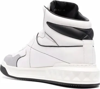 Valentino Garavani Mens One Stud Mid-Top Sneaker White Leather Rubber