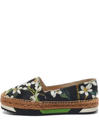 Dolce & Gabbana floral-print espadrilles - women - Rubber/Calf Leather/Fabric - 37 - Black
