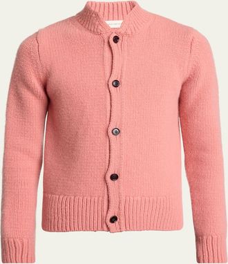 Dries Van Noten Mens Mock Neck Knit Cardigan