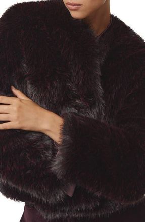 Reiss Marco Faux Fur Jacket in Marco Burgundy at Nordstrom, Size X-Large