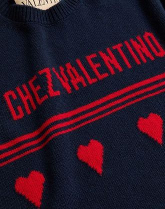 Valentino Maglia In Lana Con Motivo Jacquard Chez Valentino Uomo BLU/ROSSO XXL
