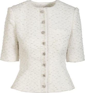 Generation Love Tashi Crystal Embellished Tweed Jacket in Cream at Nordstrom, Size Xx-Small