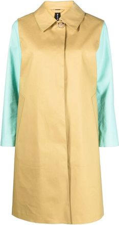 Mackintosh colour-block cotton coat - women - Cotton - 10 - Yellow