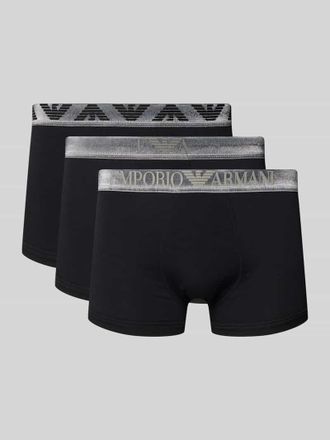 Emporio Armani Slim Fit Trunks mit Logo-Stitching im 3er-Pack in Black, Gr&ouml;&szlig;e XL