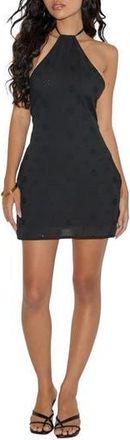 Motel Belinda Eyelet Halter Minidress in Flower Embroderie Black at Nordstrom Rack, Size Small