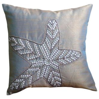 OEM Funda De Almohada Morada, Con Lentejuelas 3d En Forma De Estrella De Mar, Tem&aacute;tica Playera Y Oce&aacute;nica, 60 X 60 Cm (24 X 24 Pulgadas), Funda De Almohad