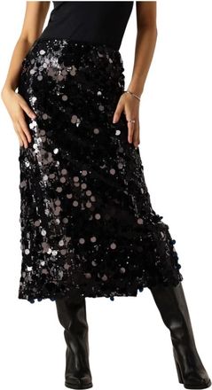 Moves Zwarte Midi Rok Lubinu - Dames - Midirokken - Zwart - S - Rokken