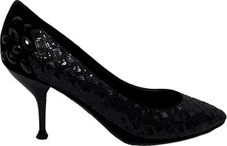 Giuseppe Zanotti Sequined Almond-Toe Pumps in Black Suede