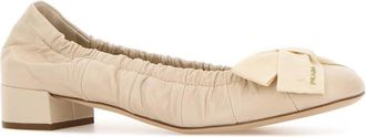 Prada Womens Ivory Leather Pumps Avorio Ballerine Flat Shoes