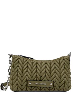 Karl Lagerfeld quilted logo-plaque cross body bag - women - Polyurethane - One Size - Green