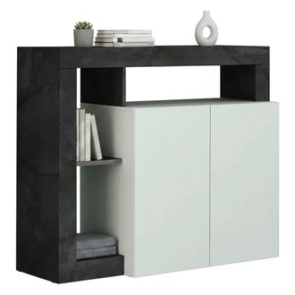 Dmora Aparador Moderno Con 2 Puertas Y Estantes, Mueble Para Tv Para Sala De Estar, Buffet De Cocina, Aparador Made In Italy, 108x42xh93 Cm, Color Blanco Y 