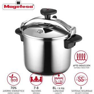 Magefesa Magefesa - Olla 8l A Presi&oacute;n Star 8 Litros Recta Tapa Incluida Adec