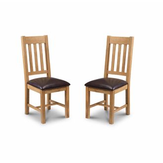 Julian Bowen Astoria Dining Chairs - Set Of 2 - Oak/Brown - Julian Bowen | TJ Hughes Oak