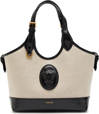 Versace Small Leather and Canvas Tote bag - Black - One Size