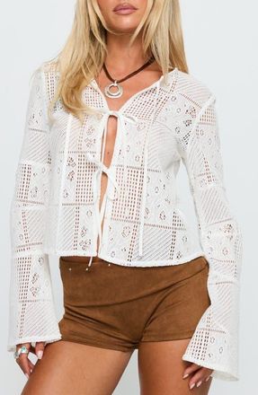 Princess Polly Mine for Life Tie Front Top in White at Nordstrom, Size Large