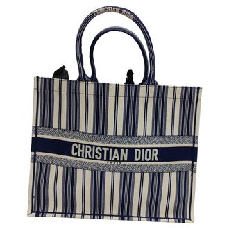 Dior Pre-owned Womens Large Book Tote in Navy Blue Cotton - One Size