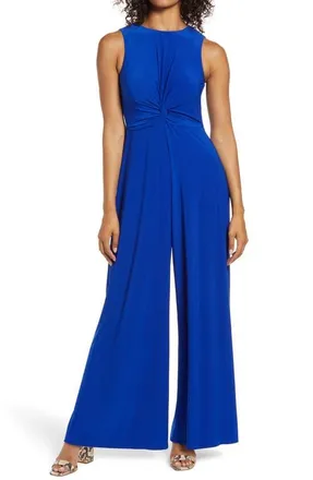 Vince Camuto Twist Front Knit Jumpsuit in Cobalt at Nordstrom, Size 6