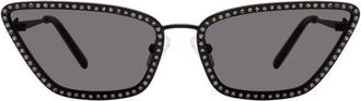 Kurt Geiger 58mm Cat Eye Sunglasses in Black/Smoke at Nordstrom