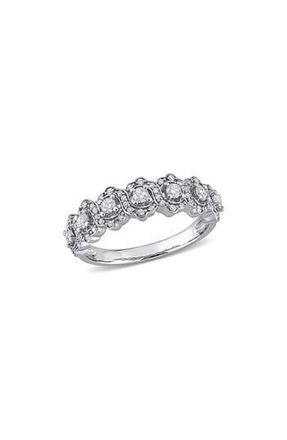 Delmar Diamond Halo Semi Eternity Ring - 0.5ct. in White Gold at Nordstrom Rack, Size 7