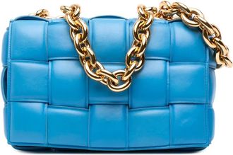 Bottega Veneta Borsa a tracolla Cassette in nappa con motivo Intrecciato imbottito e catena 2012-2025 - Blu