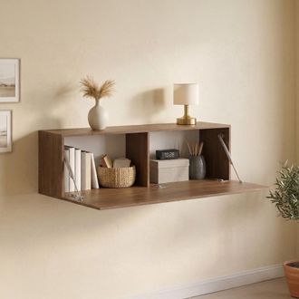 Dmora Mueble Colgante Laghetto, Modular, Un Estante, Una Puerta, 150x40h Cm Marr&oacute;n Nogal