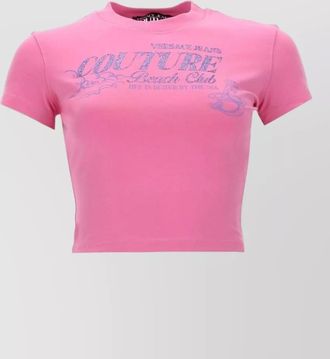 Versace Jeans Couture cropped graphic logo crew neck top
