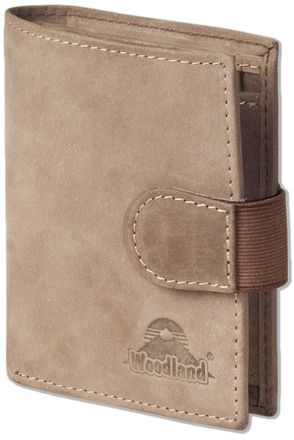 Woodland Super Compact Purse with XXL Credit Card Pockets for 18 Cards Made From Natural Buffalo Leather, Dunkelbraun / Taupe (Brown) - 4602907