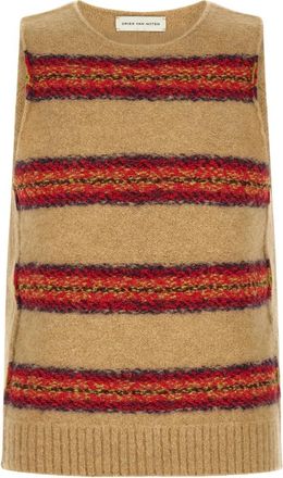 Dries Van Noten Manado Vest - Dames - Ronde hals truien - Beige - XL - Wol - Truien & Vesten