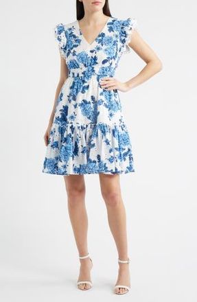 Anne Klein Floral Eyelet Lace Dress in Marina Multi at Nordstrom Rack, Size Xx-Small