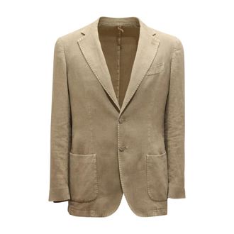 Santaniello Groene Katoen/Linnen/Ramie Jas - Heren - Blazers - Groen - M - Katoen - Jassen