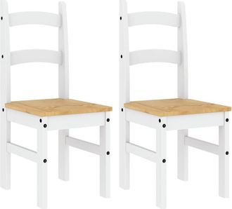 vidaXL Vidaxl - Sillas De Comedor 2 Uds Madera Maciza Pino Blanco 40x46x99 Cm